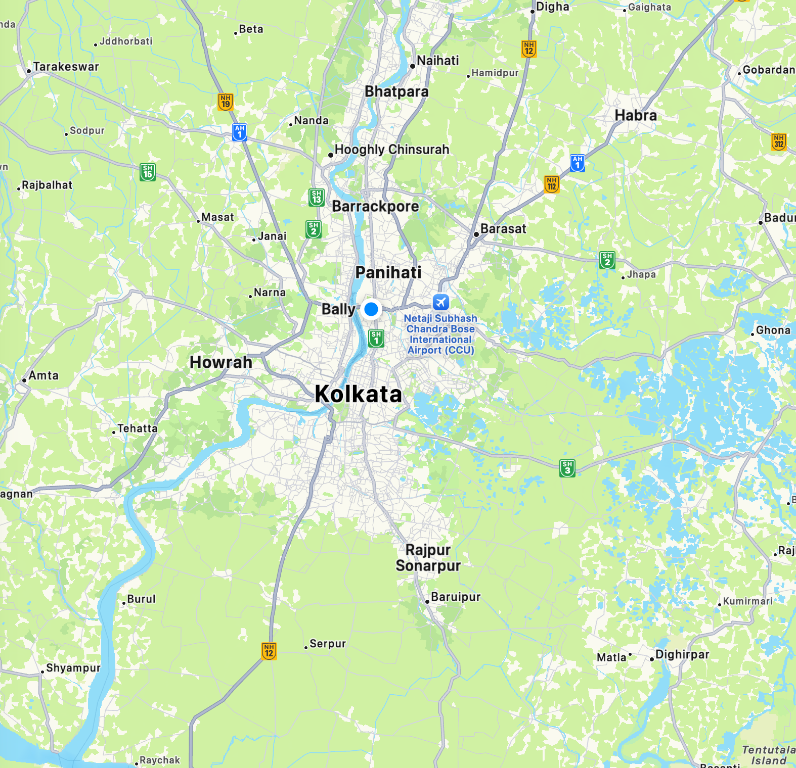 Map of the tour route: Kolkata → Mayapur